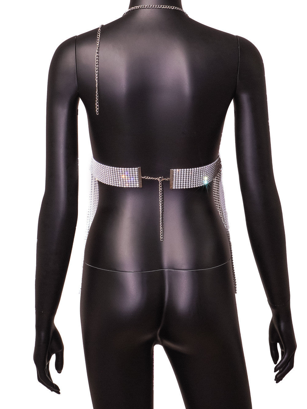 Haut court licou à chaîne col V en maille strass - Chic&Shines