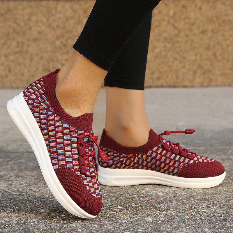 Basket compensée respirante en tricot décontractée - Chic&Shines