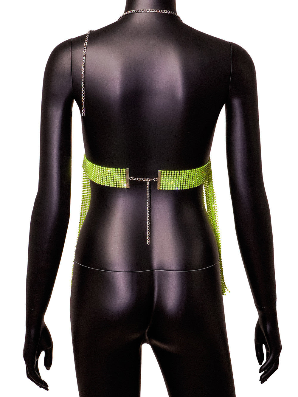 Haut court licou à chaîne col V en maille strass - Chic&Shines