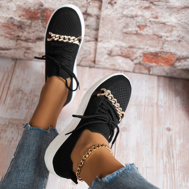 Basket compensée en maille déco boucle strass - Chic&Shines