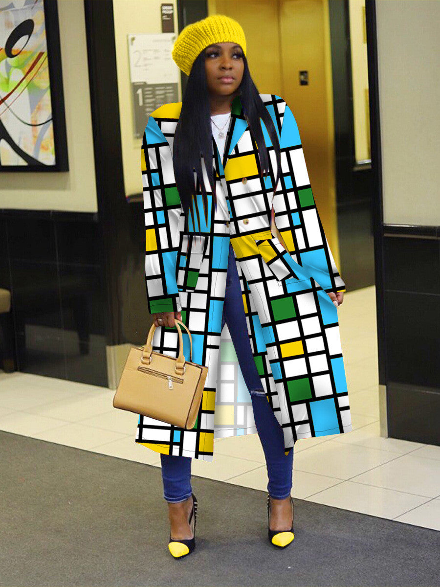 Veste à carreaux imprimé double boutonnage - Chic&Shines