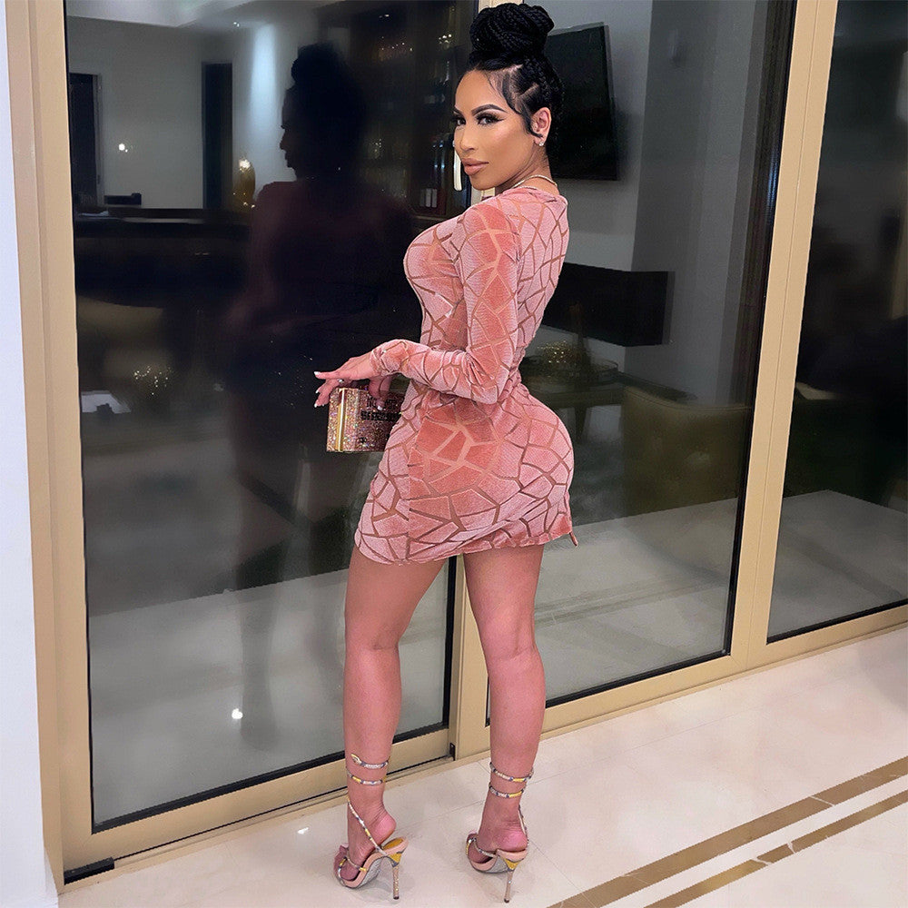 Mini robe moulante manches longues à fermeture éclair découpe asymétrique sexy - Chic&Shines