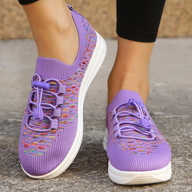 Basket compensée respirante en tricot décontractée - Chic&Shines