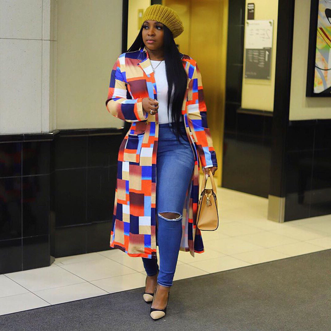 Veste à carreaux imprimé double boutonnage - Chic&Shines