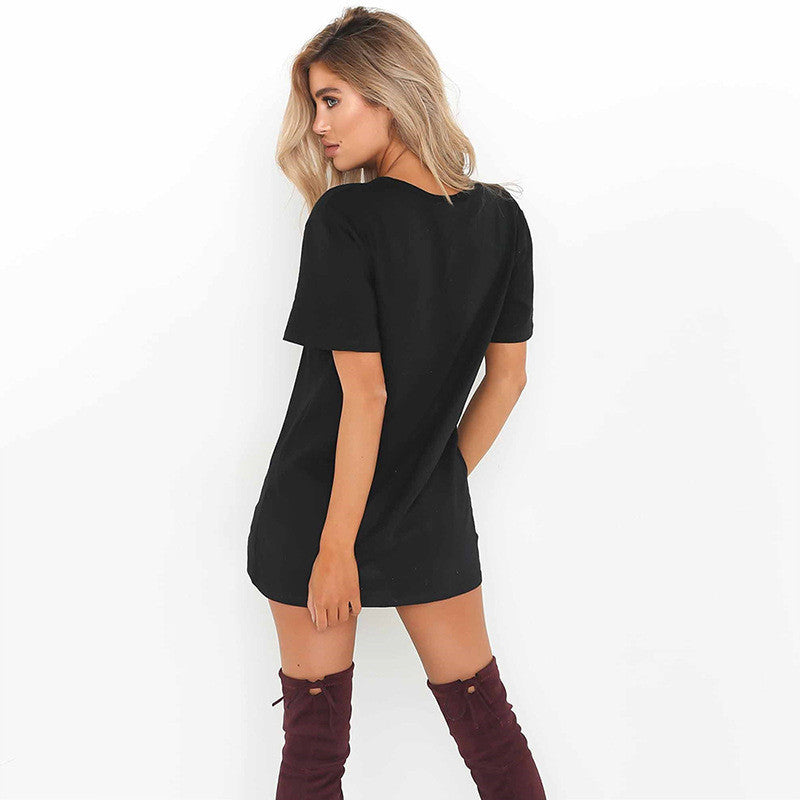 Mini robe droite à manches courtes et col V - Chic&Shines