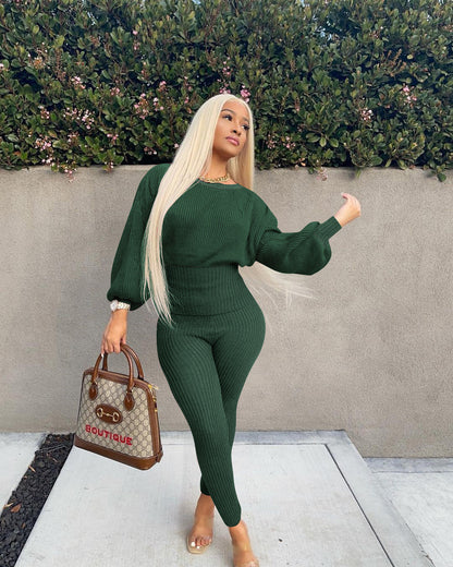 Ensemble pull manches longues  gaine extensible et son legging assorti - Chic&Shines