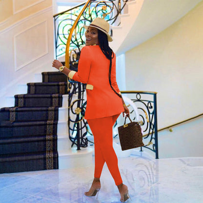 Ensemble blazer à fermeture éclair et pantalon assortie - Chic&Shines