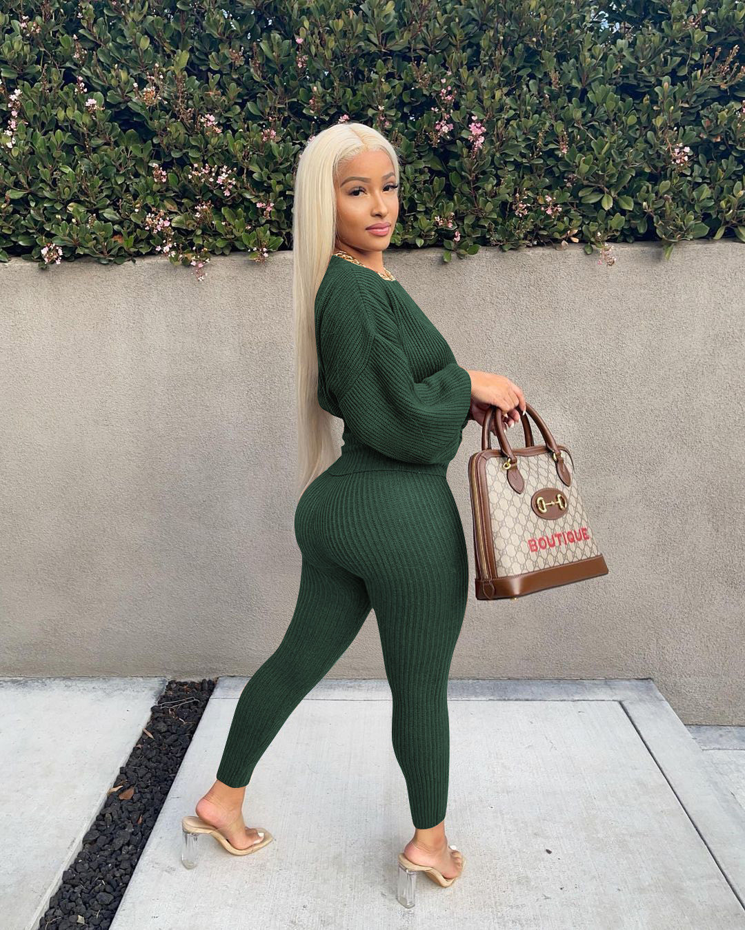 Ensemble pull manches longues  gaine extensible et son legging assorti - Chic&Shines