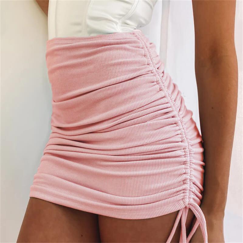 upe Plissés En Tricot De Nervures Couleur Unie