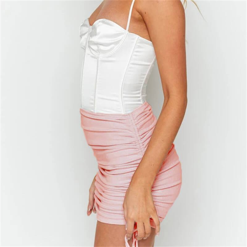 upe Plissés En Tricot De Nervures Couleur Unie