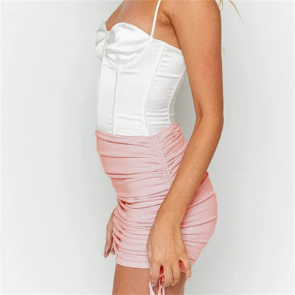 upe Plissés En Tricot De Nervures Couleur Unie