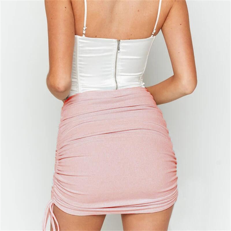 upe Plissés En Tricot De Nervures Couleur Unie