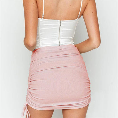 upe Plissés En Tricot De Nervures Couleur Unie